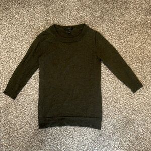 J.crew merino wool green tippi sweater 3/4 sleeves XS